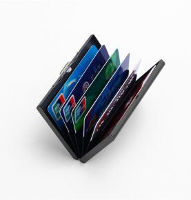 Titánový zlatý čierny držiak na karty z nehrdzavejúcej ocele Držiak na kreditné karty RFID Čierny držiak na bankovú kartu Kovový držiak na karty
