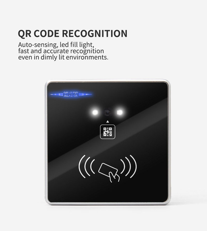 Viacúčelová čítačka na kontrolu prístupu RFID na skenovanie QR kódu 4