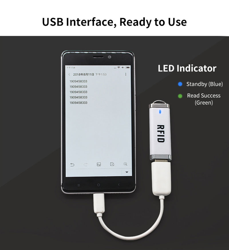 Čítačka mini kariet RFID v tvare USB 5