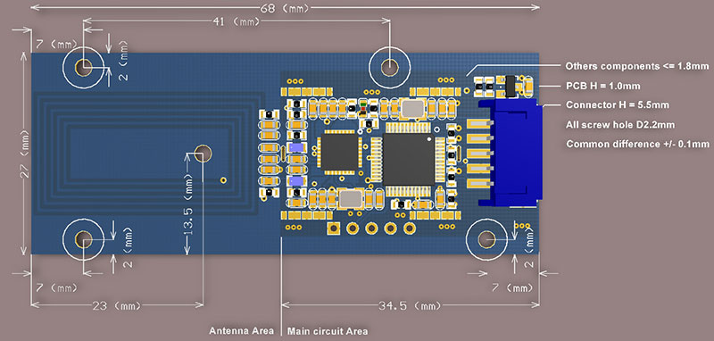 Bezkontaktná karta ISO14443A, ISO15693 modul karty ISO145693 modul HF multiprotokolový inteligentný senzor IC karta modul na čítanie a zápis