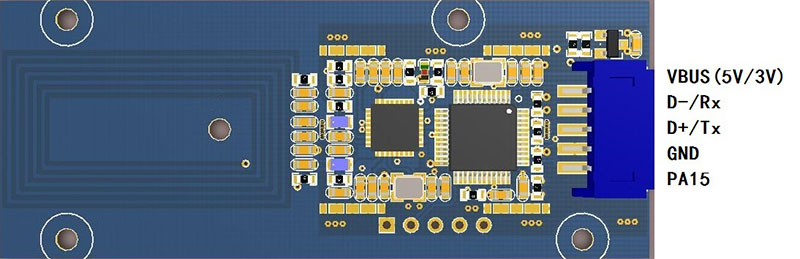 Bezkontaktná karta ISO14443A, ISO145693A karta ISO145693 modul VF multiprotokolový inteligentný senzor IC karta modul čítania a zápisu2