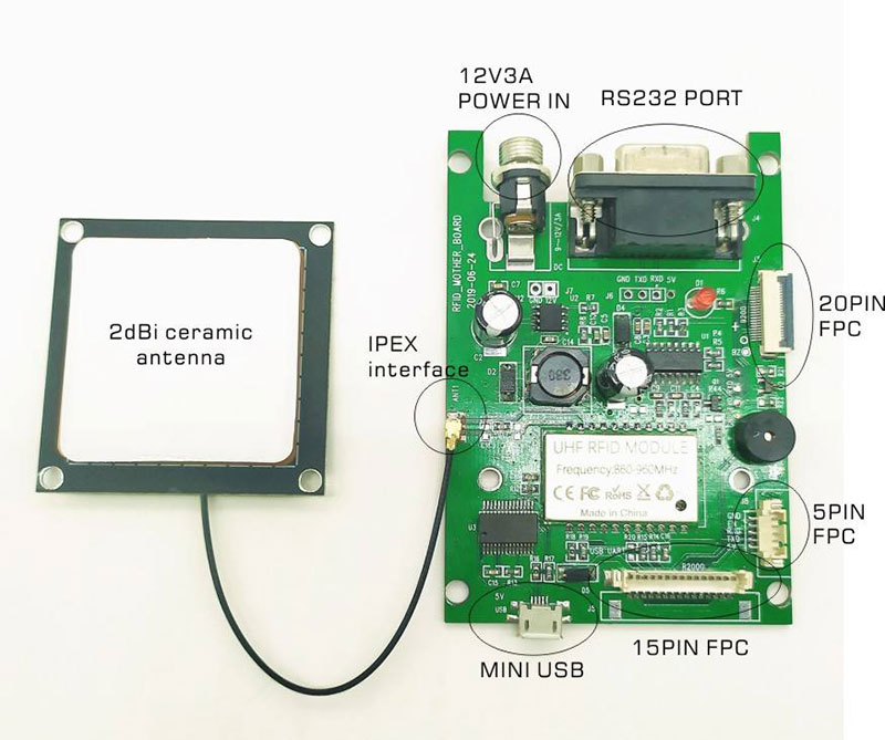 Jednokanálový RFID čítací modul UHF rádiová frekvencia identifikačný mobilný telefón počítač vstavaný modul čítačky kariet UHF3