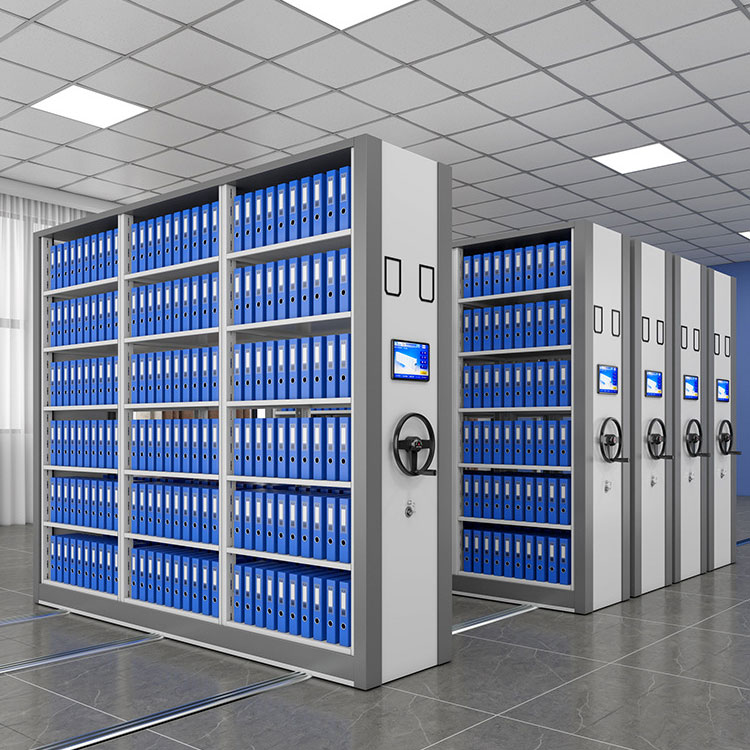 RFID kompaktný regál inteligentná archívna miestnosť -kľuková dráha pohyblivá RFID Smart kartotéka oceľová elektrická inteligentná kompaktná skriňa