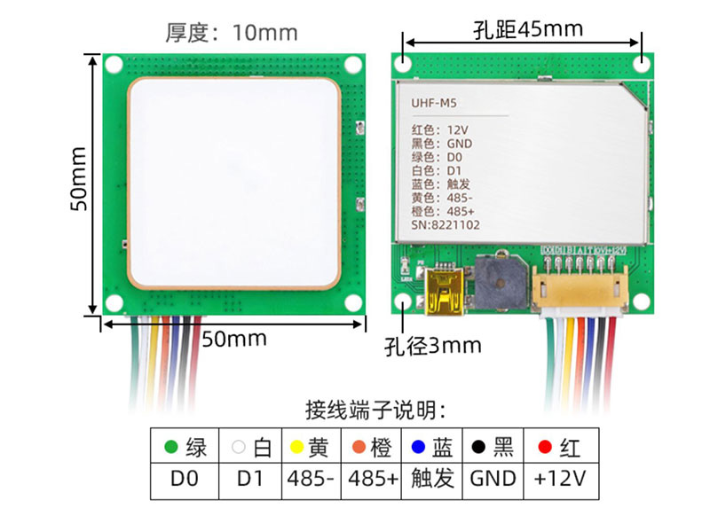 RFid vysokofrekvenčný identifikačný modul ultra vysokofrekvenčný integrovaný modul čítačky TTL sériový port Modul čítačky kariet WIFI